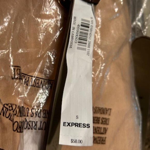 Express Bitter Chocolate Croc-Embossed Twist Ring Buckle Belt